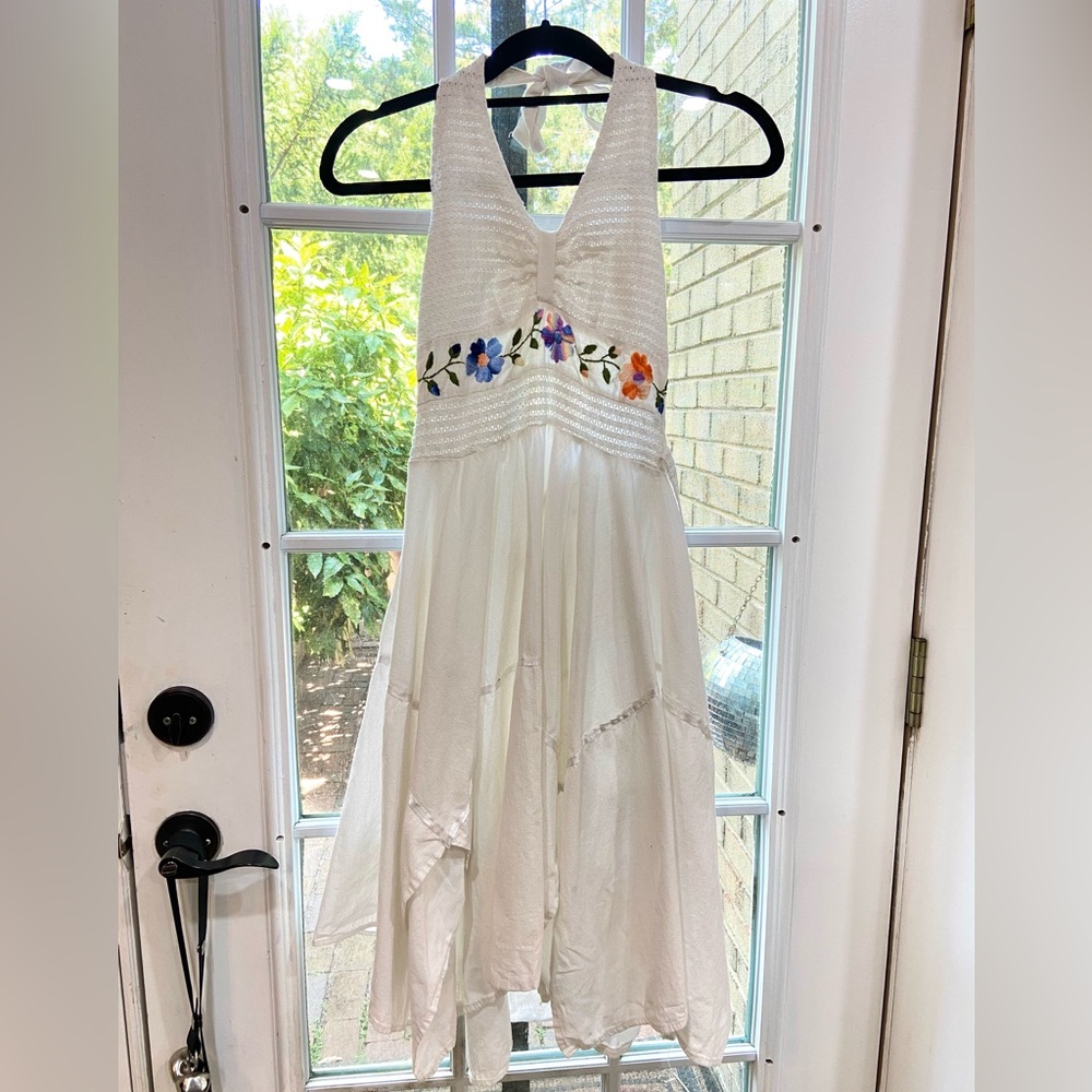Fairy Halter Embroidered Floral Dress